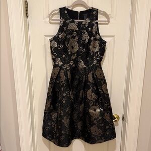Ann Taylor Black and Gold Floral Dress